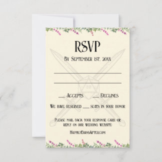 Dunkelrosa florales Schwert und D20-RPG-inspiriert RSVP Karte