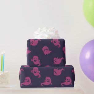 Dunkelrosa Geister Dunkelviolett Halloween Geschenkpapier