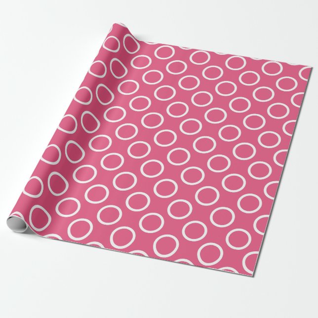 Dunkelrosa geometrisches, abgerundetes Circle Patt Geschenkpapier (Ungerollt)