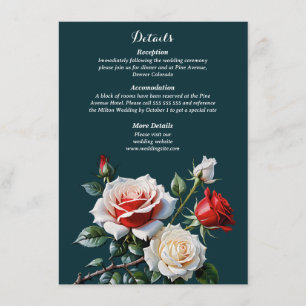 Dunkelrosa Hübsche rote Rosen Blumenhochzeit Begleitkarte