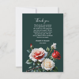 Dunkelrosa Hübsche rote Rosen Blumenhochzeit Dankeskarte