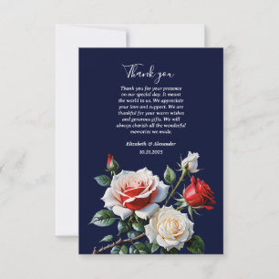 Dunkelrosa Hübsche rote Rosen Blumenhochzeit Dankeskarte