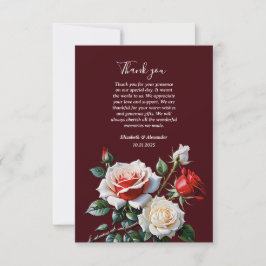 Dunkelrosa Hübsche rote Rosen Blumenhochzeit Dankeskarte