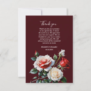 Dunkelrosa Hübsche rote Rosen Blumenhochzeit Dankeskarte