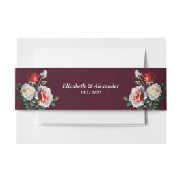 Dunkelrosa Hübsche rote Rosen Blumenhochzeit Einladungsbanderole