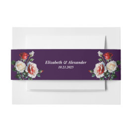 Dunkelrosa Hübsche rote Rosen Blumenhochzeit Einladungsbanderole