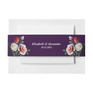 Dunkelrosa Hübsche rote Rosen Blumenhochzeit Einladungsbanderole