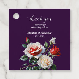 Dunkelrosa Hübsche rote Rosen Blumenhochzeit Geschenkanhänger
