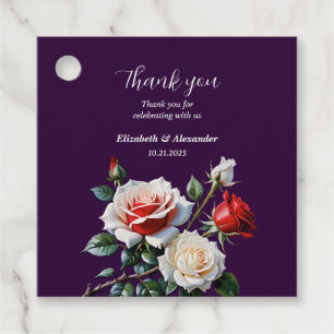 Dunkelrosa Hübsche rote Rosen Blumenhochzeit Geschenkanhänger