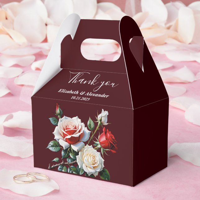 Dunkelrosa Hübsche rote Rosen Blumenhochzeit Geschenkschachtel (Hochzeit)