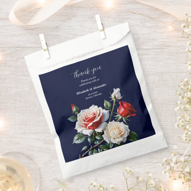 Dunkelrosa Hübsche rote Rosen Blumenhochzeit Geschenktütchen (Ausgeschnitten)