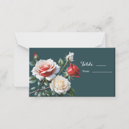 Dunkelrosa Hübsche rote Rosen Blumenhochzeit Platzkarte