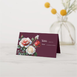 Dunkelrosa Hübsche rote Rosen Blumenhochzeit Platzkarte