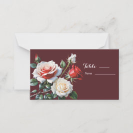 Dunkelrosa Hübsche rote Rosen Blumenhochzeit Platzkarte