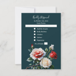 Dunkelrosa Hübsche rote Rosen Blumenhochzeit RSVP Karte