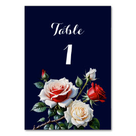 Dunkelrosa Hübsche rote Rosen Blumenhochzeit Tischnummer