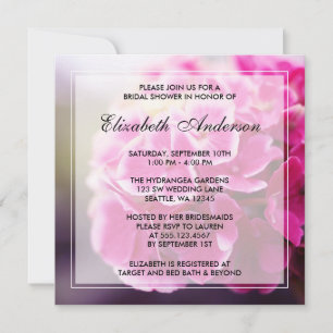 Dunkelrosa Hydrangea-Brautparty Einladung