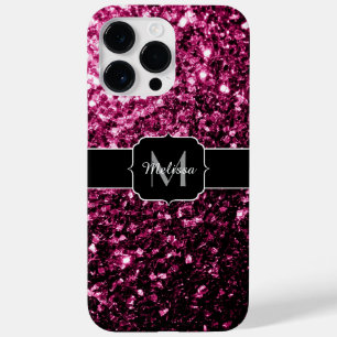 Dunkelrosa Imitate glänzen Glitzer Glitzern Monogr Case-Mate iPhone 14 Pro Max Hülle