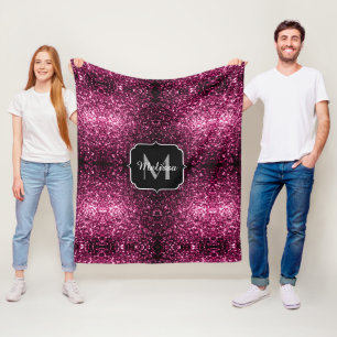 Dunkelrosa Imitate glänzen Glitzer Glitzern Monogr Fleecedecke