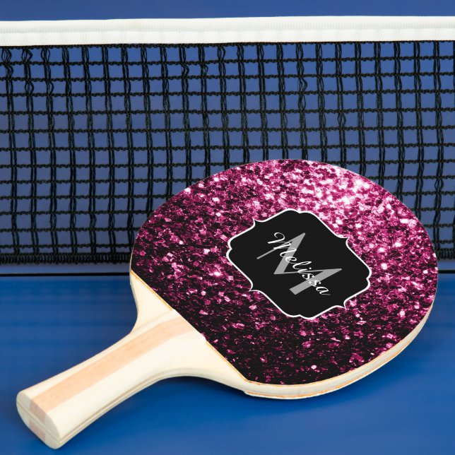 Dunkelrosa Imitate glänzen Glitzer Glitzern Monogr Tischtennis Schläger (InSitu)