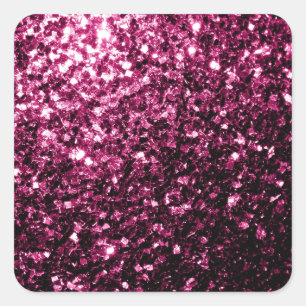 Dunkelrosa Imitate glänzen Glitzer Glitzern Quadratischer Aufkleber