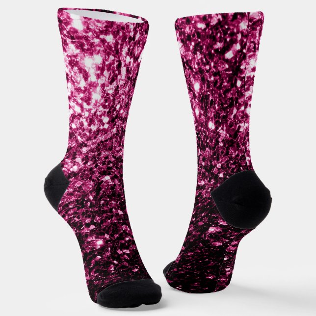 Dunkelrosa Imitate glänzen Glitzer Glitzern Socken (Gewinkelt)