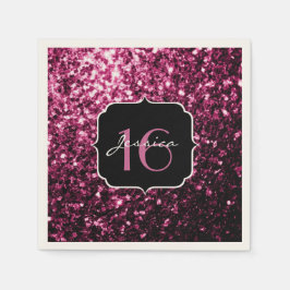 Dunkelrosa Imitate glänzen Glitzer Glitzern Sweet  Serviette