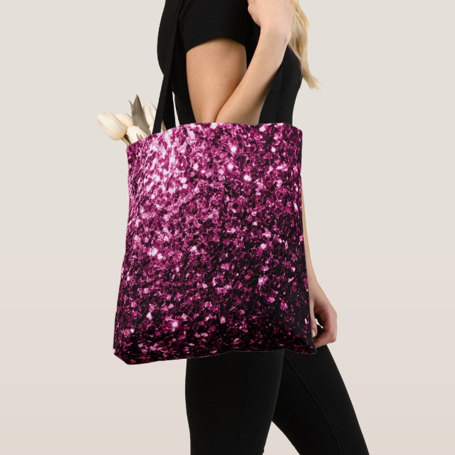 Dunkelrosa Imitate glänzen Glitzer Glitzern Tasche (Von Nahem)