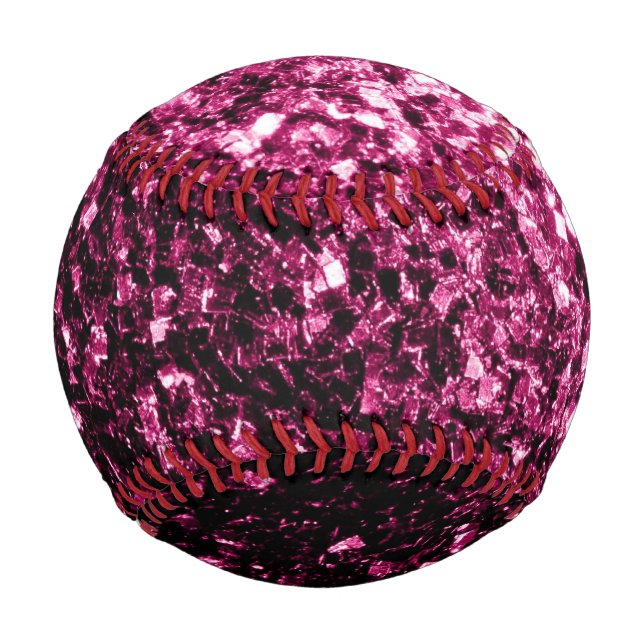 Dunkelrosa Imitate Glitzer Glitzern Baseball (Vorderseite)