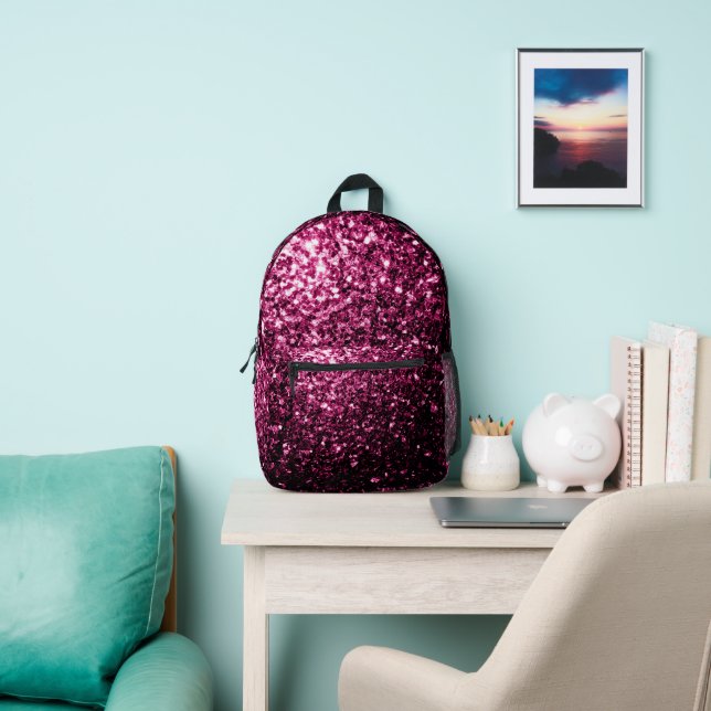Dunkelrosa Imitate Glitzer Glitzern Bedruckter Rucksack (InSitu)