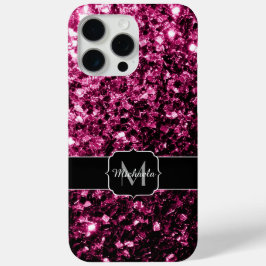 Dunkelrosa Imitate Glitzer Glitzern Monogram Case-Mate iPhone Hülle