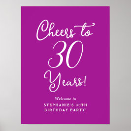 Dunkelrosa jubelt bis 30 Jahre Geburtstag Begrüßun Poster