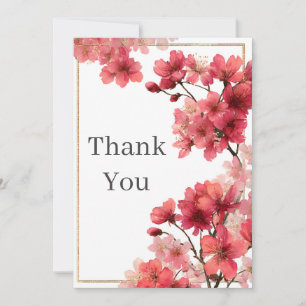 Dunkelrosa Kirschblüten Danke Karte