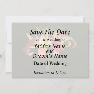 Dunkelrosa Lilien mit gelben Zentren Save The Date