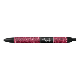 Dunkelrosa Magenta-Imitate Glitzern Monogramm Kugelschreiber
