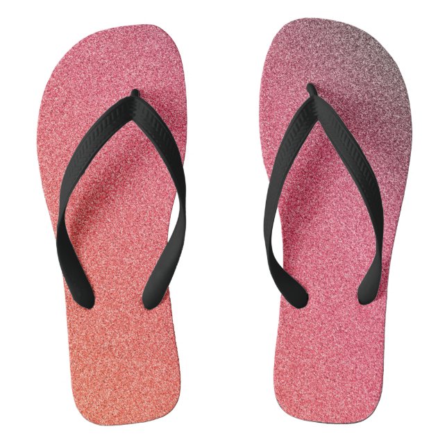 Dunkelrosa-orange glänzende Glitzer, Paar aus Flip Flops (Fußbett)