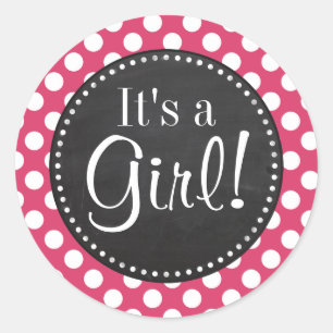 Dunkelrosa Polka Dots; Retro Chalkboard-Look Runder Aufkleber