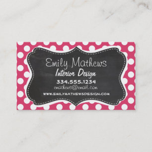 Dunkelrosa Polka Dots; Retro Chalkboard-Look Visitenkarte