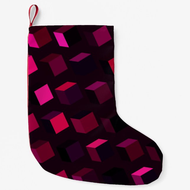 Dunkelrosa Rhombus: Abstrakte Einrichtung Kleiner Weihnachtsstrumpf (Vorderseite)
