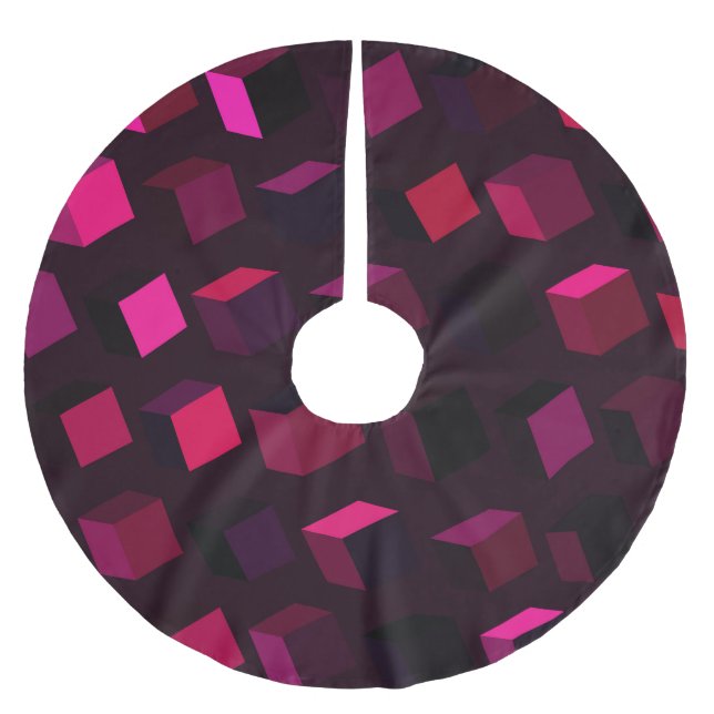 Dunkelrosa Rhombus: Abstrakte Einrichtung Polyester Weihnachtsbaumdecke (Vorderseite)