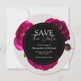 Dunkelrosa Rosen Romantische Save the Date Hochzei Einladung