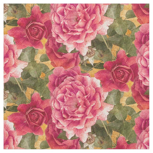 Dunkelrosa Roses Blumenmuster Stoff (Nahaufnahme)