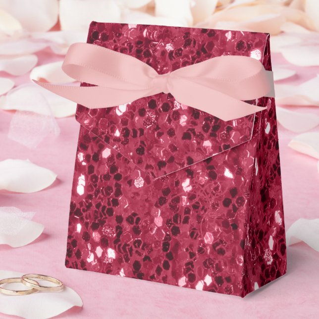Dunkelrosa rote Magenta Imitate Glitzern Glitzer Geschenkschachtel (Hochzeit)