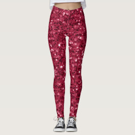 Dunkelrosa rote Magenta Imitate Glitzern Glitzer Leggings