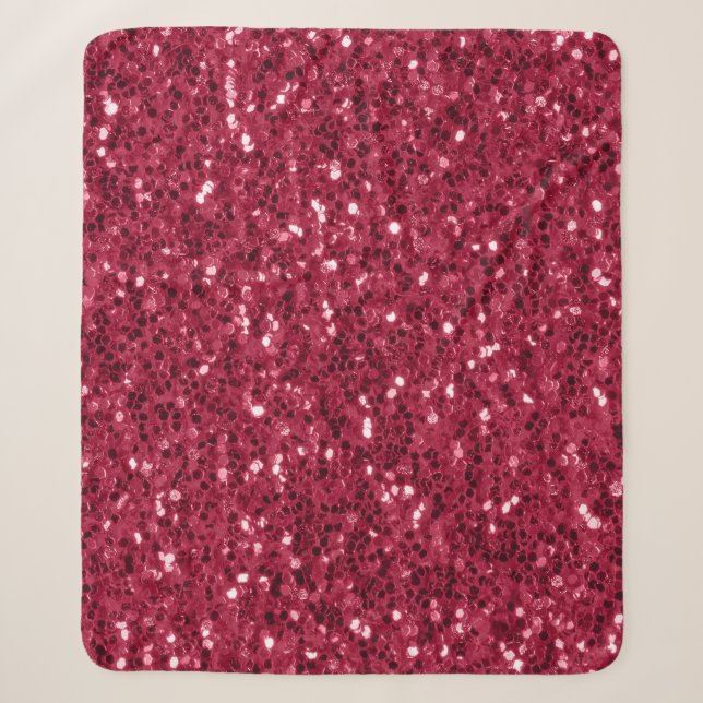 Dunkelrosa rote Magenta Imitate Glitzern Glitzer Sherpadecke (Vorderseite)