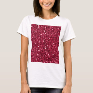 Dunkelrosa rote Magenta Imitate Glitzern Glitzer T-Shirt