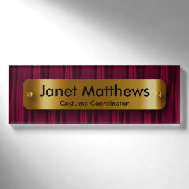 Dunkelrosa Satin-Band mit Gold-Label-Plakat Namenschild