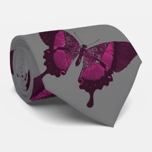 Dunkelrosa Schmetterling mit grauem Hintergrund Krawatte