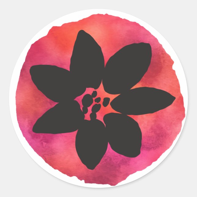 Dunkelrosa tropische Blume Runder Aufkleber (Vorderseite)