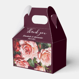Dunkelrosa und rote Rosen bordeauxrote Hochzeit Geschenkschachtel